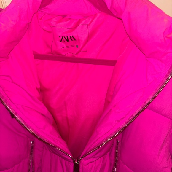 NWOT! Zara Hot pink cropped bomber hooded jacket 💕 - Picture 3 of 5
